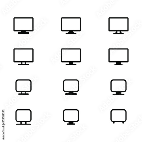 Set of monitor icon, illustration design template. Solid style. EPS 10.