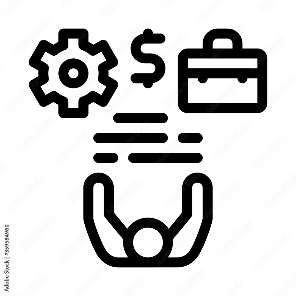 business case money and gear icon vector. business case money and gear sign. isolated contour symbol illustration business case money and gear icon vector. business case money and gear sign. isolated contour symbol illustration