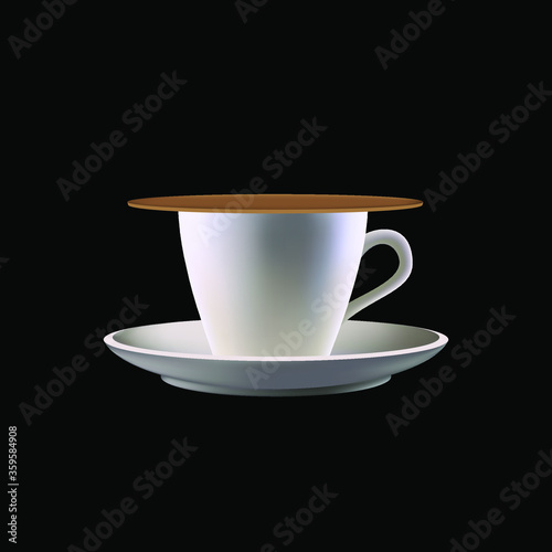 Cup of tea with lead on black background