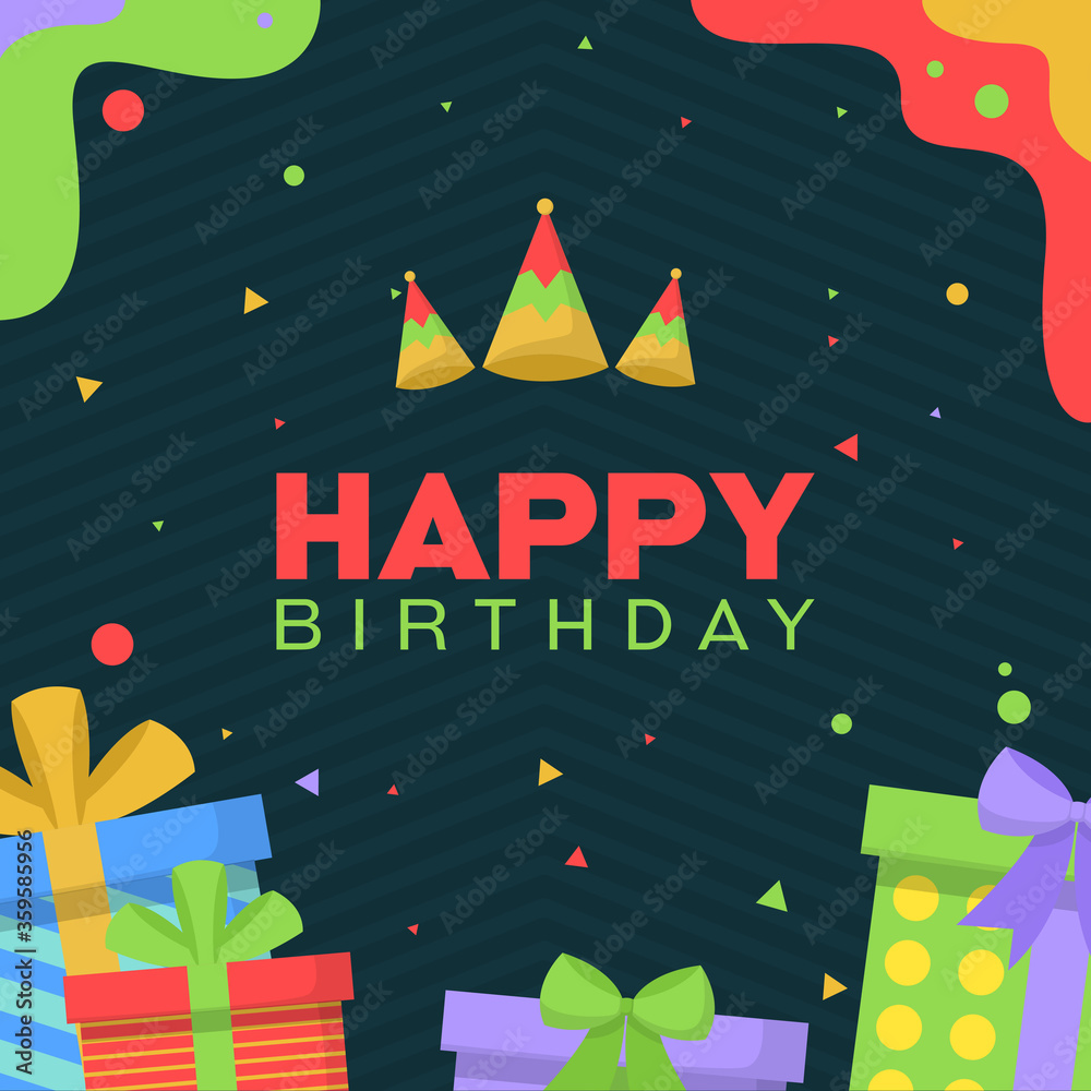 Obraz premium Happy Birthday Celebration Party Gift Simple Banner Greeting Card