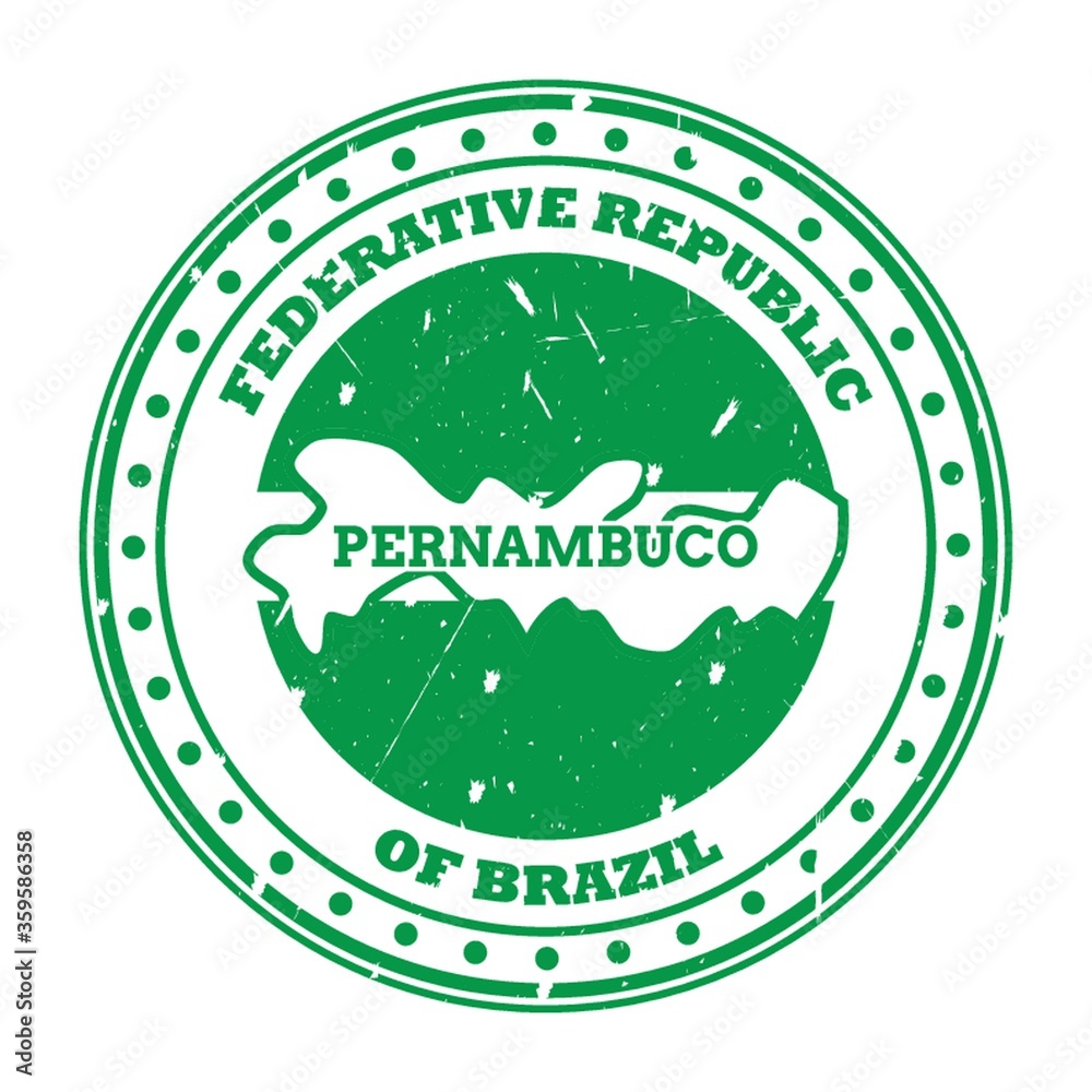 pernambuco map stamp