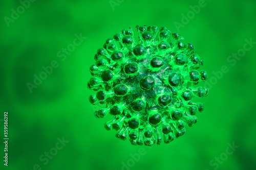 Coronavirus Disease Cell. Dangerous Influenza Pandemic Virus Strain Outbreak. Medical Health Risk Concept - 3D Illustration