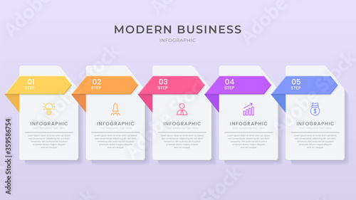 3D and paper cut style Infographic design organization chart process template with editable text.