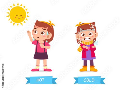 cute example of opposite word antonym for kid