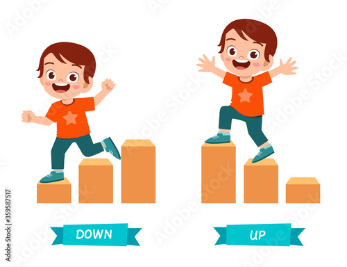 cute example of opposite word antonym for kid