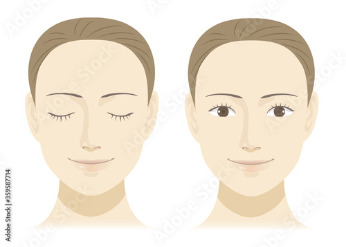 女性の顔　イラストセット