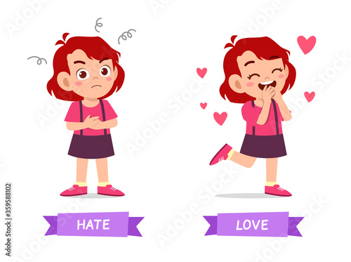 cute example of opposite word antonym for kid