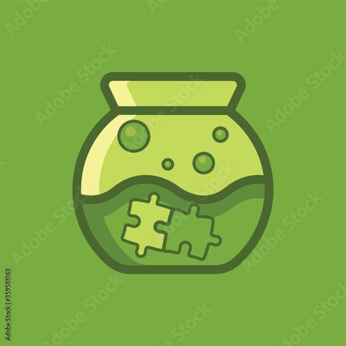 Fishbowl with jigsaw puzzle