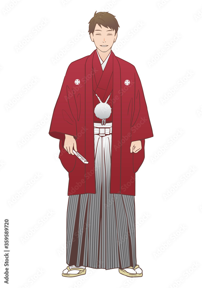 紋付羽織袴を着た男性
