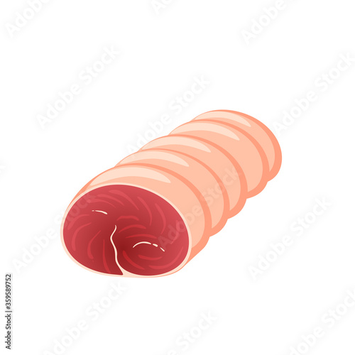 Boneless rump. Vector illustration cartoon flat meat icon isolated on white background.