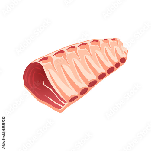 Rib roast. Vector illustration cartoon flat meat icon isolated on white background.