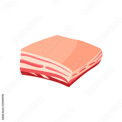 Rustic pork belly. Vector illustration cartoon flat meat icon isolated on white background.