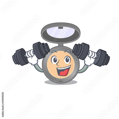 Muscular highlighter mascot design with barbells during exercise