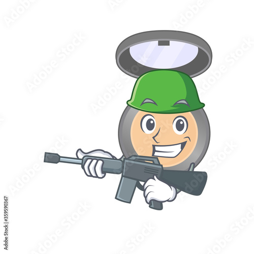 A charming army highlighter cartoon picture style having a machine gun