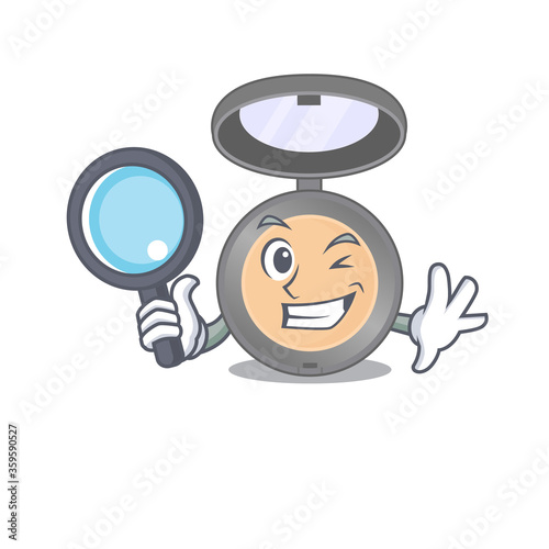 cartoon mascot design of highlighter superb Detective breaking the case using tools
