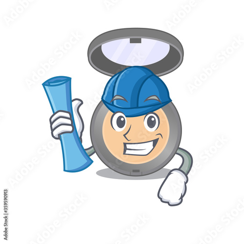 Caricature design concept of highlighter Architect with new city landscape blue prints