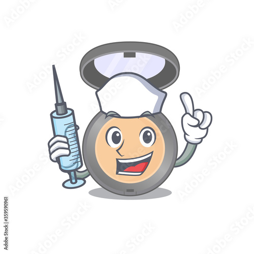 A dedicate highlighter nurse mascot design with a syringe
