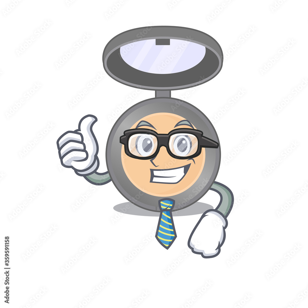 cartoon mascot style of highlighter Businessman with glasses and tie