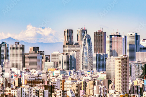 Photography Cityscape of Shinjuku Skyscrapers with Fuji Mountain Background  from Bunkyo Civ