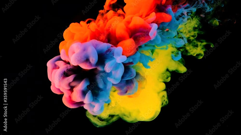 4K , Color paint drops in water , Colorful ink in water, 4K footage