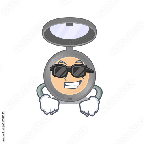 Fabulous highlighter cartoon character wearing classy black glasses