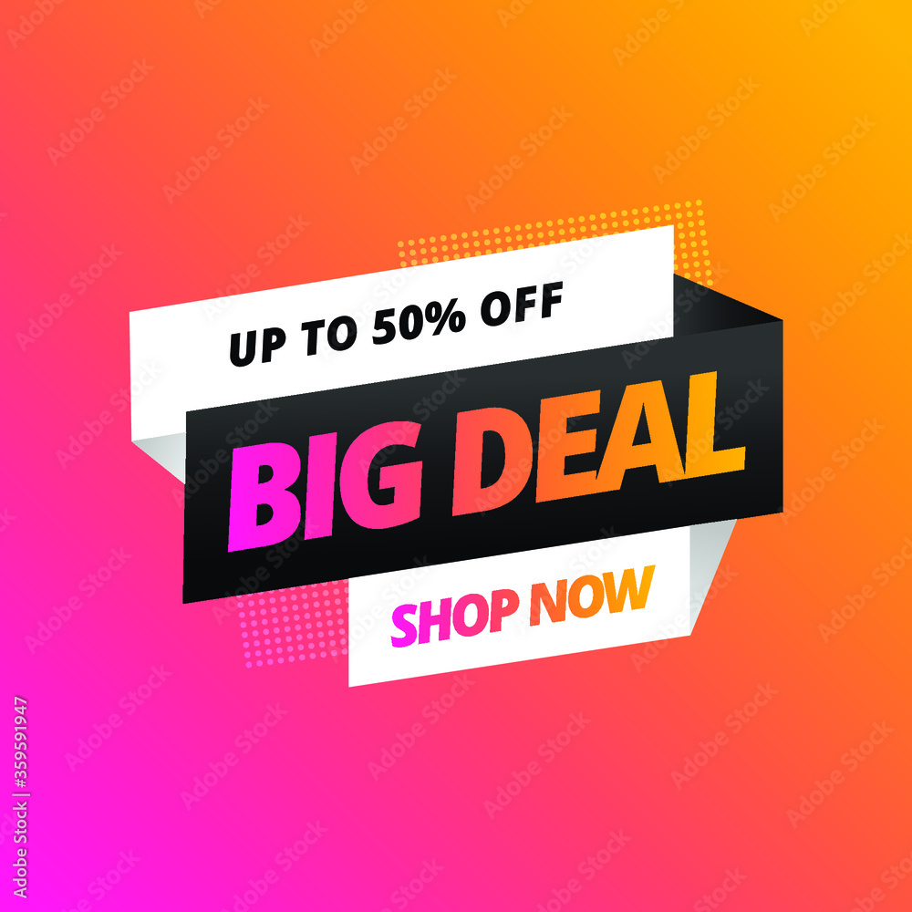 Vector illustration abstract big deal banner with coloful gradient for special offers, sales and discounts Vector illustration abstract big deal banner with coloful gradient for special offers, sales and discounts