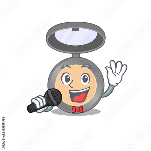 caricature character of highlighter happy singing with a microphone