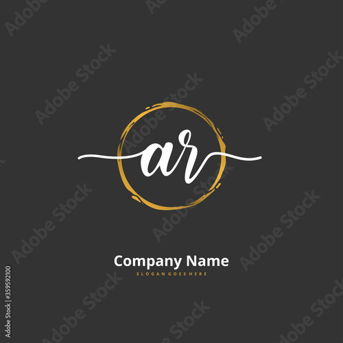 A R AR Initial handwriting and signature logo design with circle. Beautiful design handwritten logo for fashion, team, wedding, luxury logo.