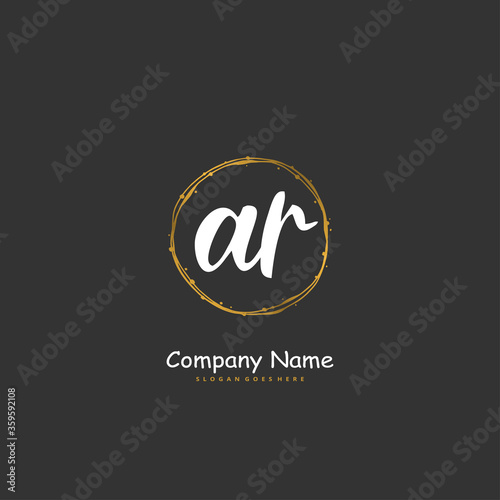 A R AR Initial handwriting and signature logo design with circle. Beautiful design handwritten logo for fashion, team, wedding, luxury logo.