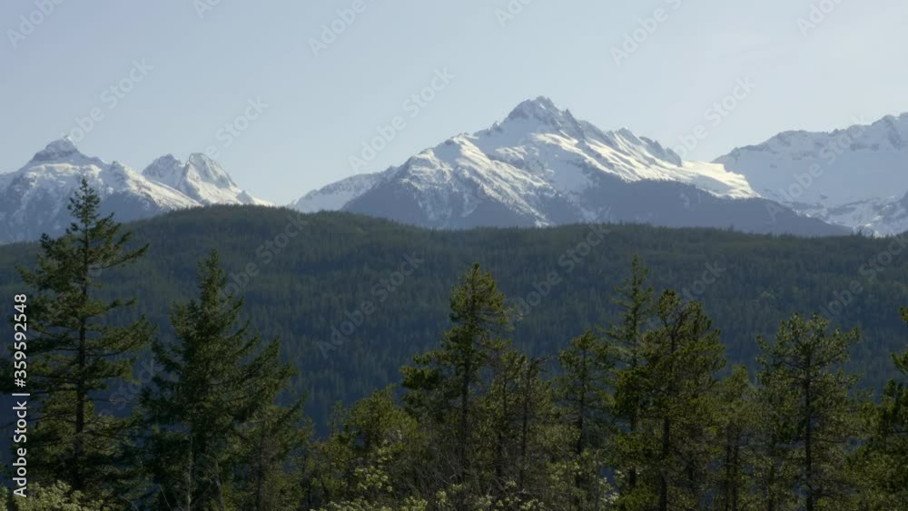Beautiful Wilderness Landscape with Snowy Mountains and Forest. Static Beautiful Wilderness Landscape with Snowy Mountains and Forest. Static