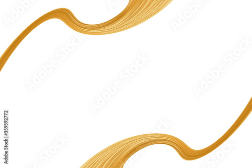 Wavy lines of blond hair, isolated on white. Background with copy space for mockup