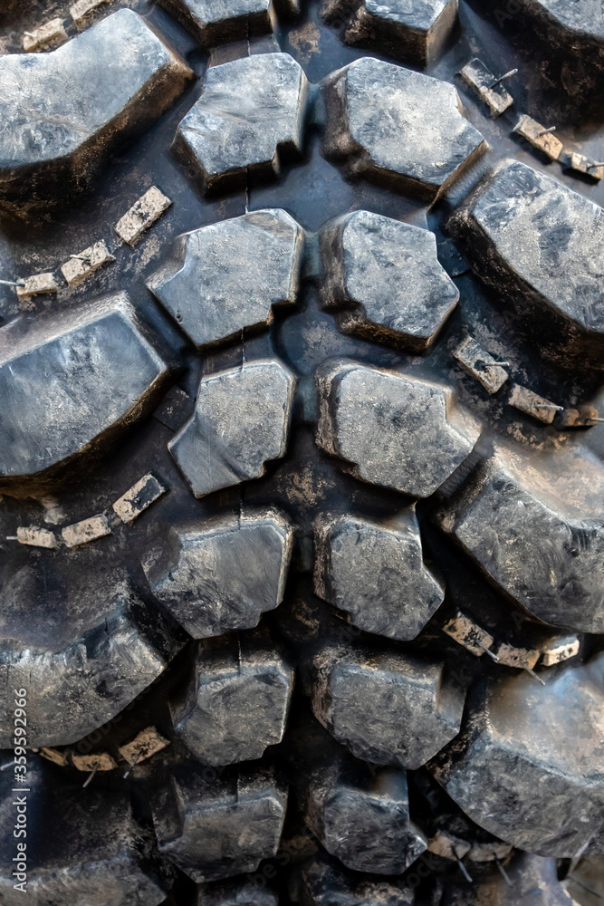 The texture of Centipede pattern mud terrain tire, Old used tires The texture of Centipede pattern mud terrain tire, Old used tires