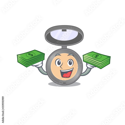 A wealthy highlighter cartoon character having much money on hands