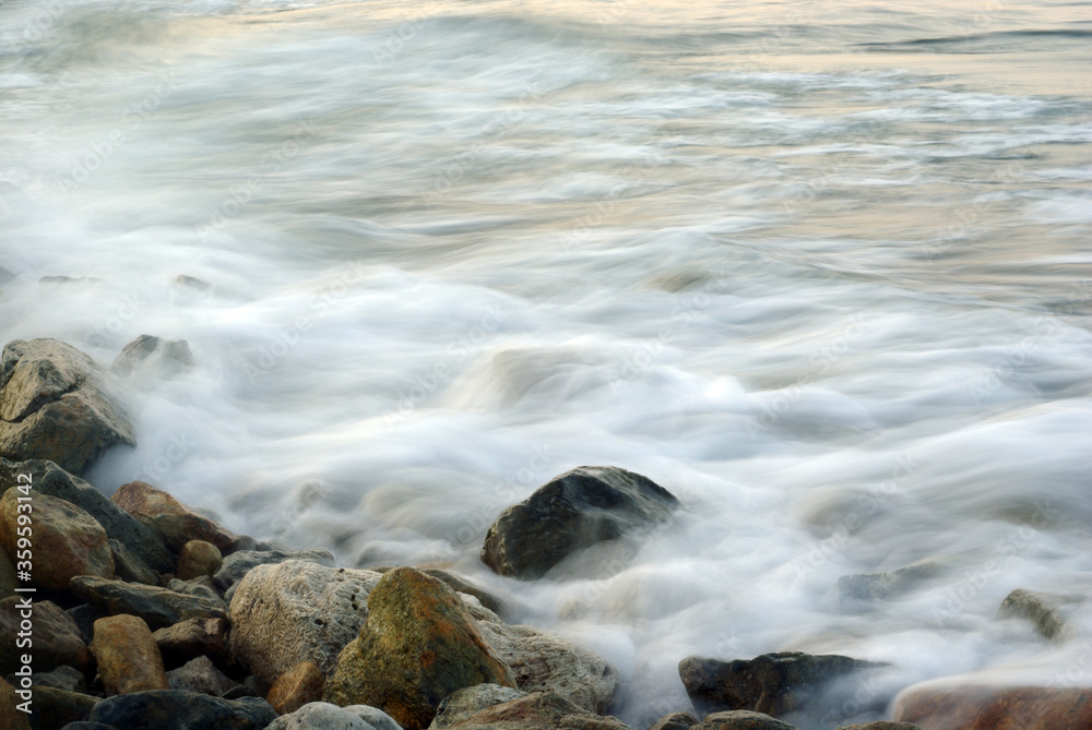 Turbulence sea water and rock at Coastline