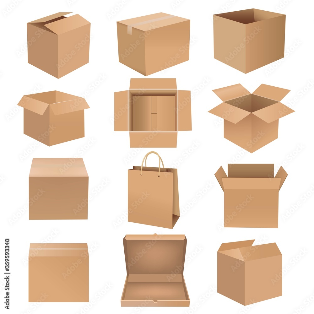 Shipping Box Big Set Isolated White background With Gradient Mesh, Vector Illustration Shipping Box Big Set Isolated White background With Gradient Mesh, Vector Illustration