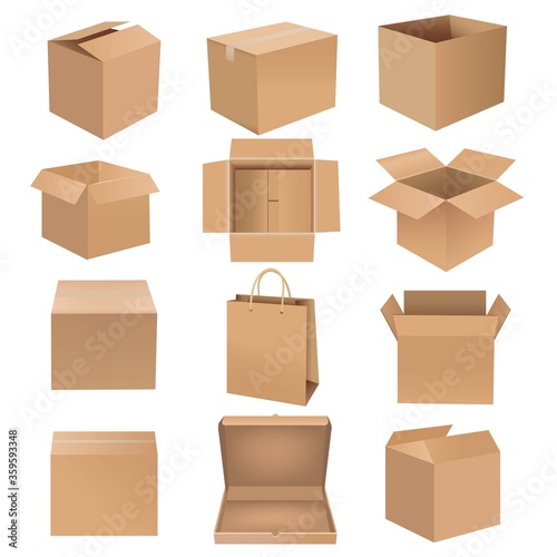 Shipping Box Big Set Isolated White background With Gradient Mesh, Vector Illustration © iadams