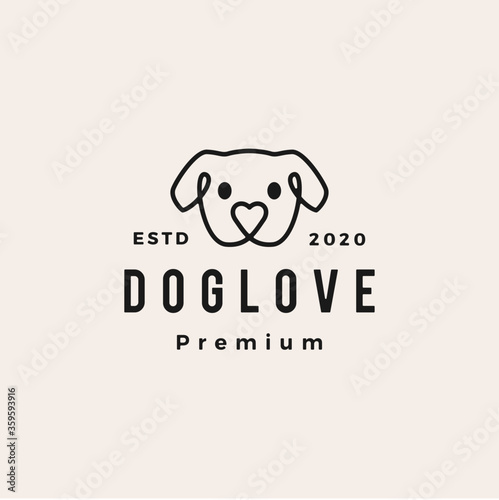 dog love hipster vintage logo vector icon illustration