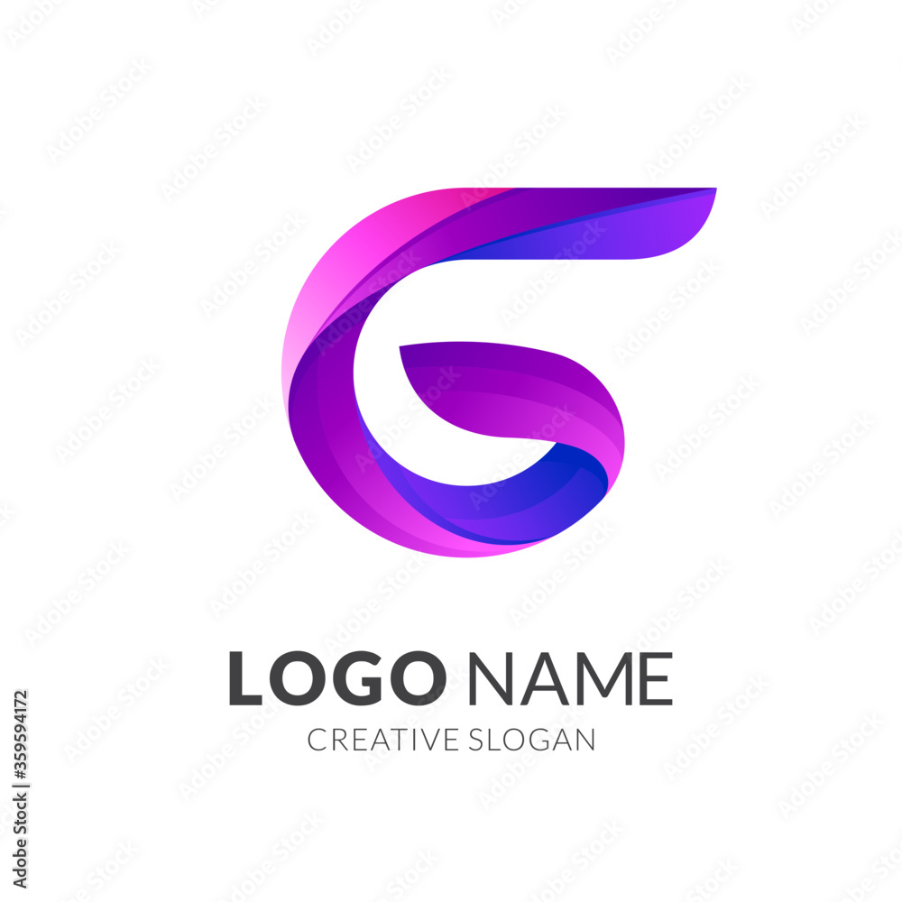 Initial letter G logo, 3d gradient style Initial letter G logo, 3d gradient style