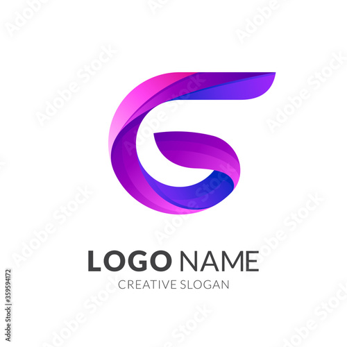 Initial letter G logo, 3d gradient style