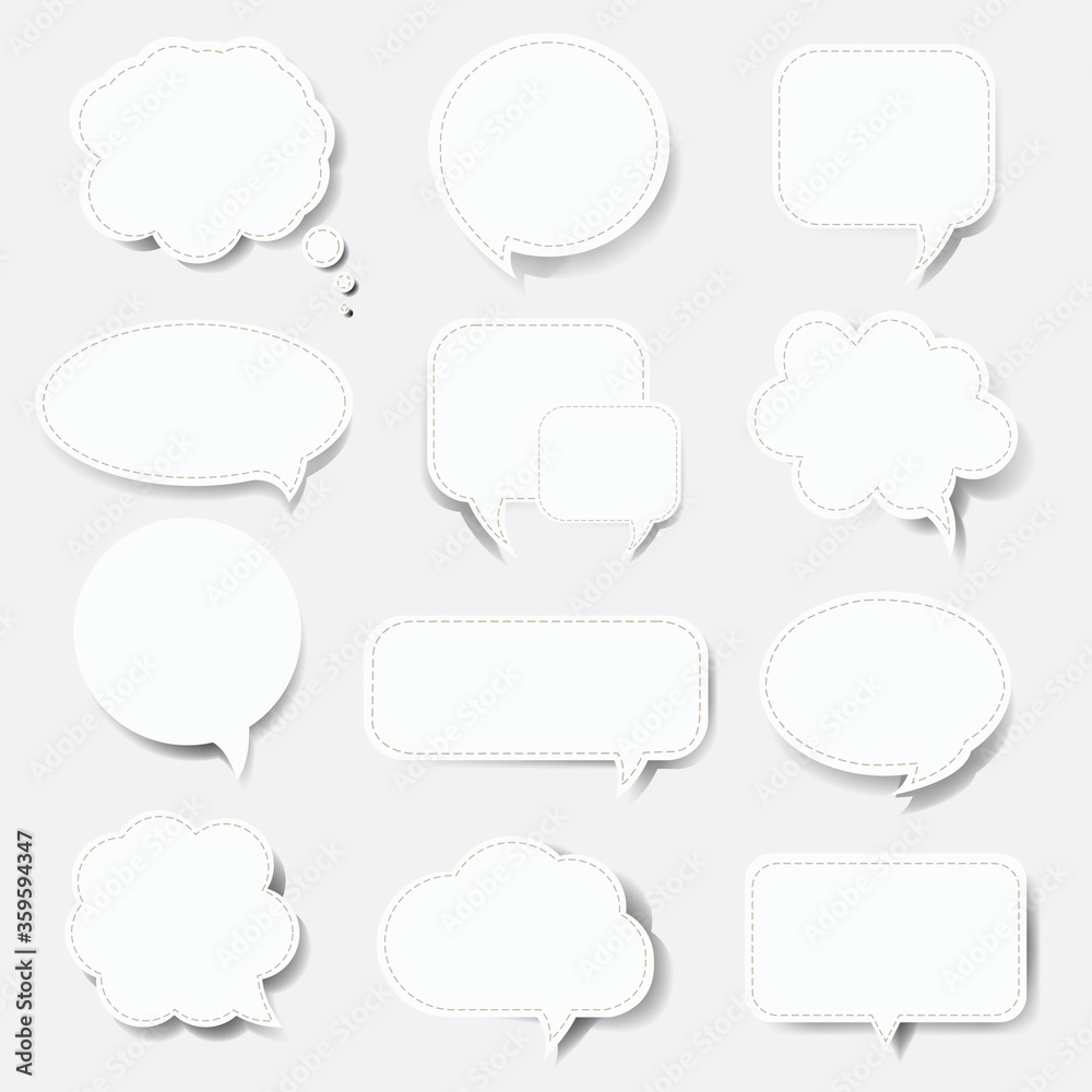 Speech Bubble Set White Background With Gradient Mesh, Vector Illustration