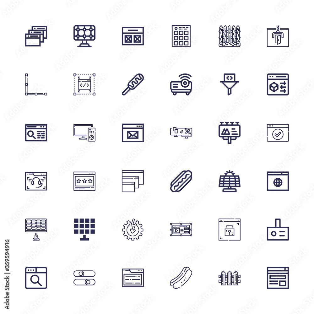 Editable 36 panel icons for web and mobile