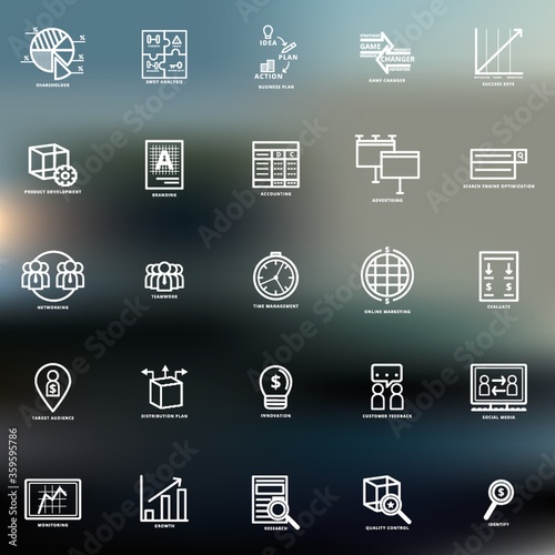 set of business strategy icons