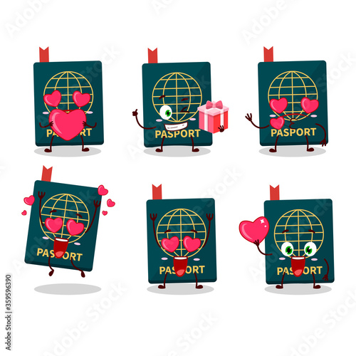 Passport cartoon character with love cute emoticon