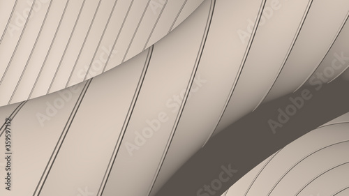 3D illustration of a background in peach puff color with special texture of moving groove lines
