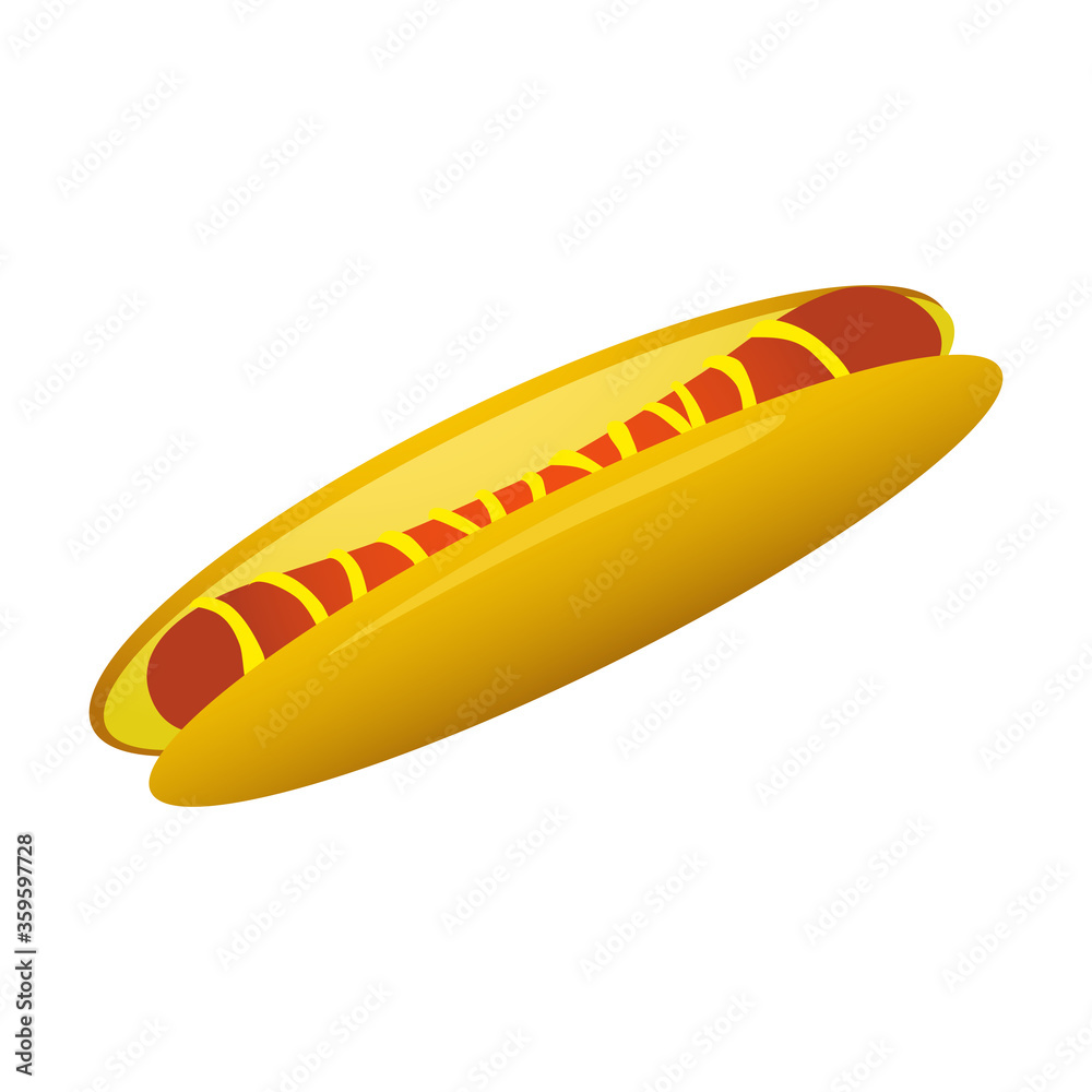 Hot dog. Vector illustration. Object isolated on white background. Hot dog. Vector illustration. Object isolated on white background.
