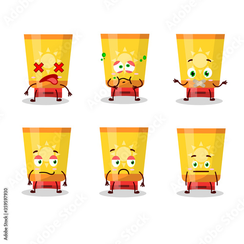 Sun block cartoon character with nope expression