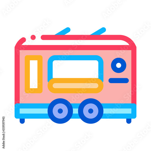 fast food trailer icon vector. fast food trailer sign. color symbol illustration