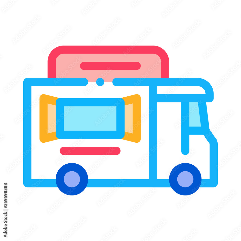 street food van on wheels icon vector. street food van on wheels sign. color symbol illustration