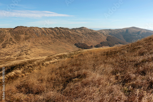 Landscape of mountain peaks  Bieszczady Mountains