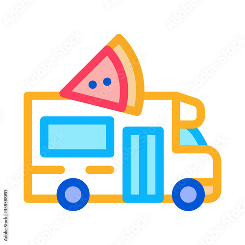 pizza street food van icon vector. pizza street food van sign. color symbol illustration